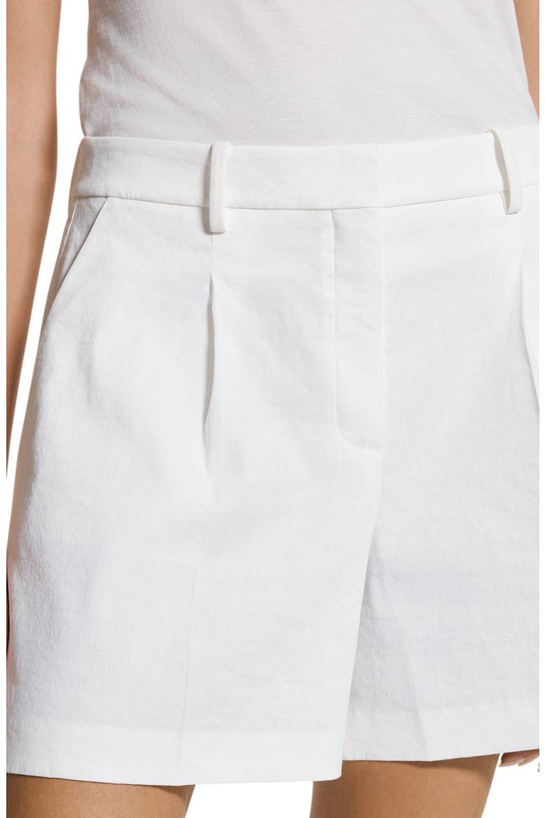 Pleated Stretch Linen Blend Shorts, Alternate, color, WHITE
