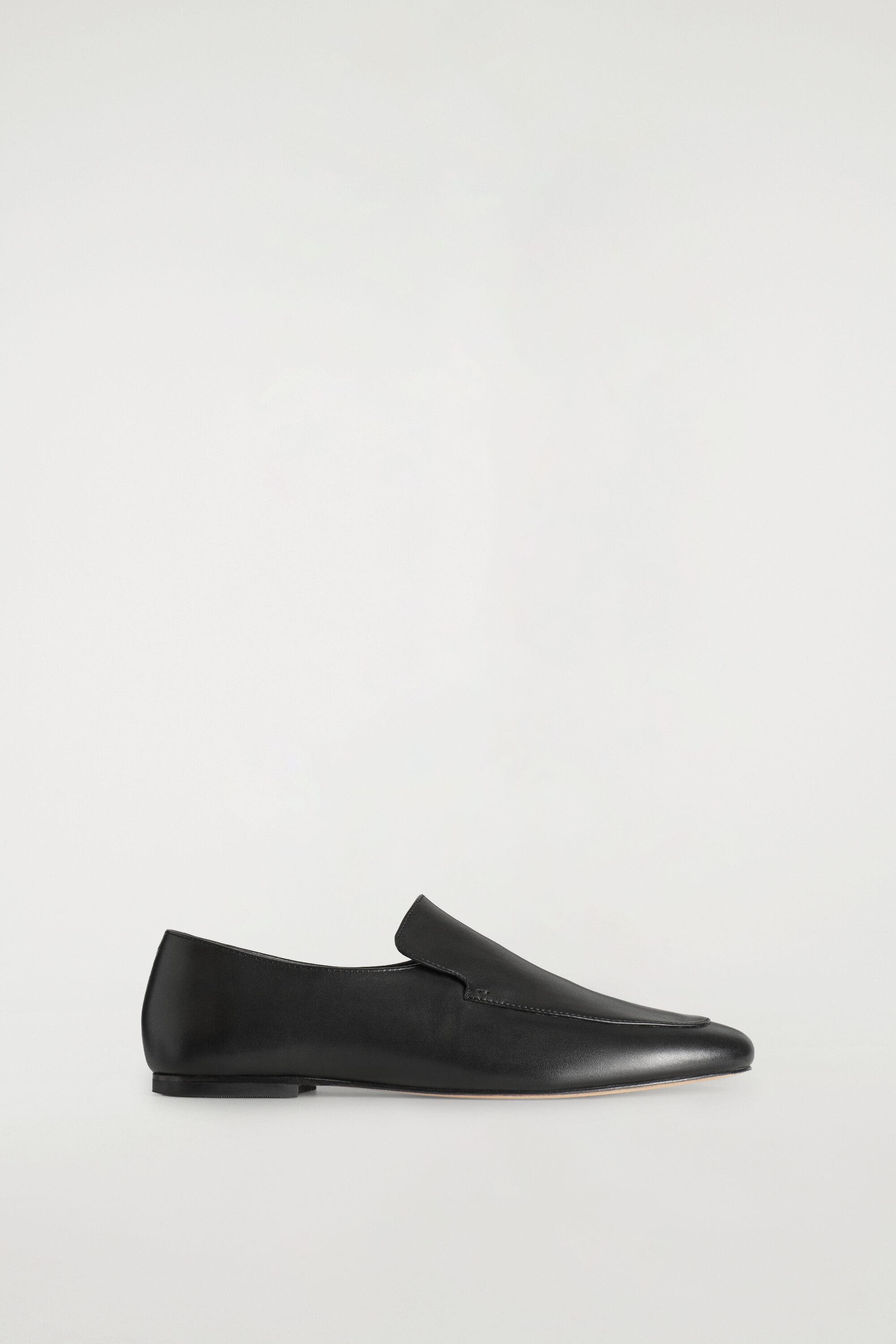 Leather Loafers, Main, color, BLACK