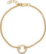 MADE BY MARY Rolo Charm Bracelet with CZ Link Lock