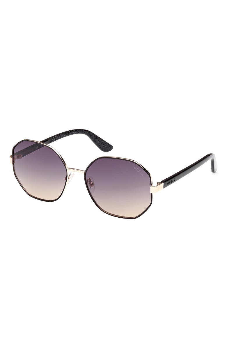 GUESS Geometric Sunglasses, Alternate, color, Black/ Other / Gradient Smoke