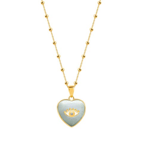 Serene Love - Jade Heart Diamond Evil Eye Necklace