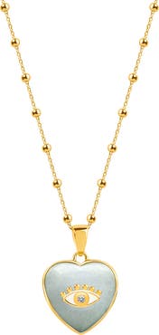 Karma and Luck Serene Love - Jade Heart Diamond Evil Eye Necklace