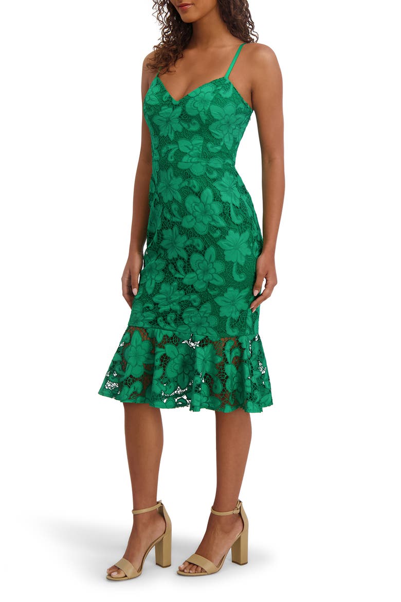 Lace Body-Con Midi Dress, Alternate, color, GREEN