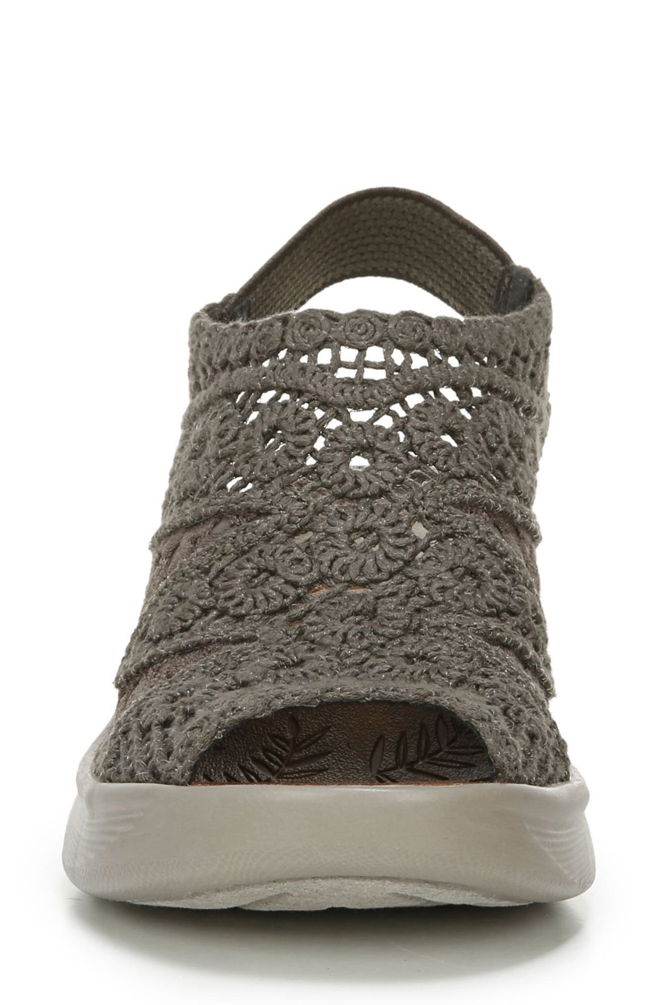 Surprise Crochet Wedge Sandal, Alternate, color, MOREL FABRIC