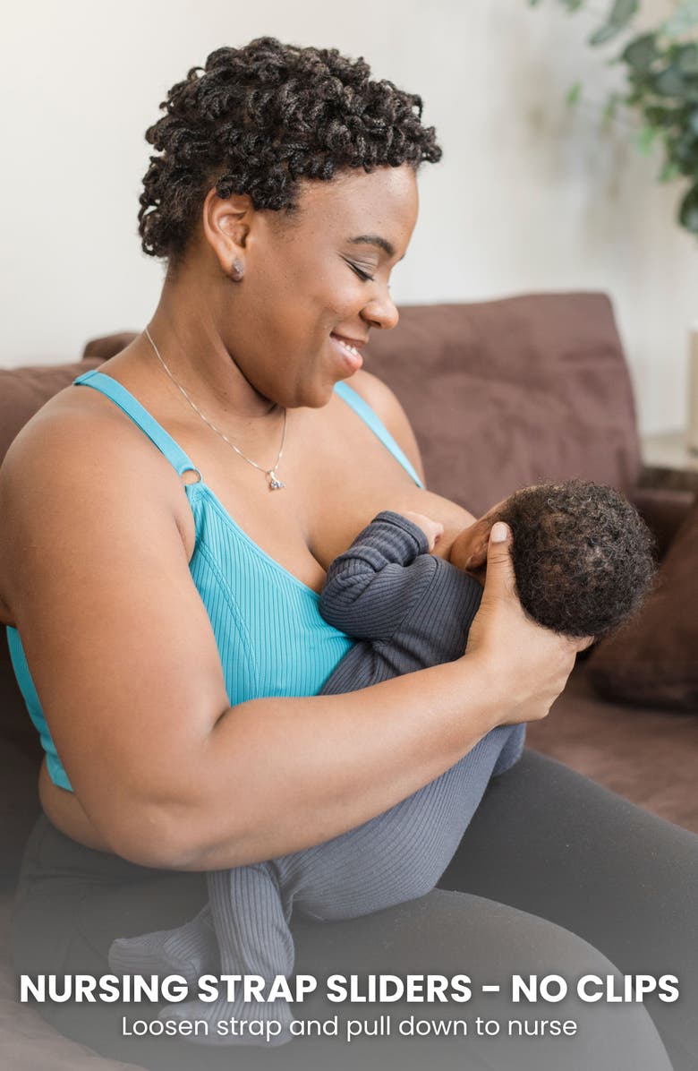 Davin & Adley Busty Size - Ribbed 3 in 1 Amelia Pumping and Nursing Swimsuit Top, Alternate, color, Black