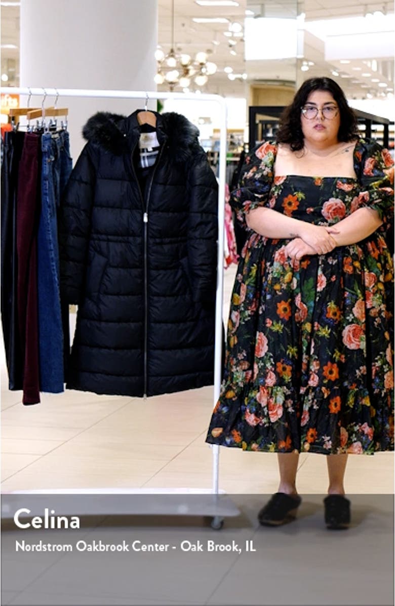 Francesca Quilted Hooded Puffer Coat with Faux Fur Trim, sales video thumbnail