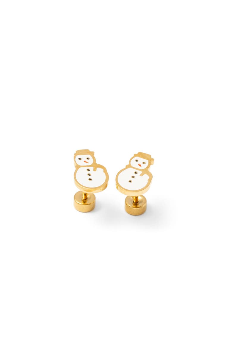 Pip Pop Snowman Stud Earrings, Main, color, White
