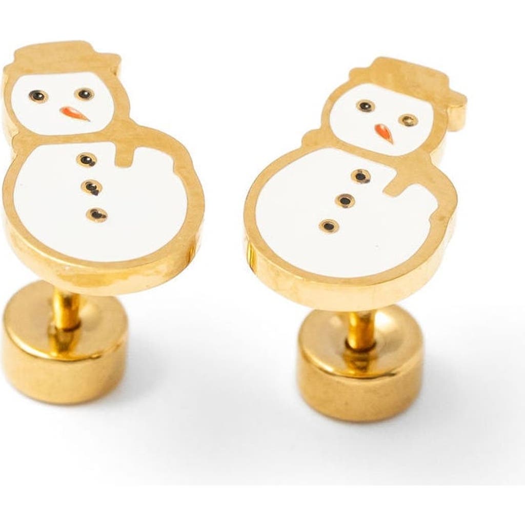 Pip Pop Snowman Stud Earrings In Gold