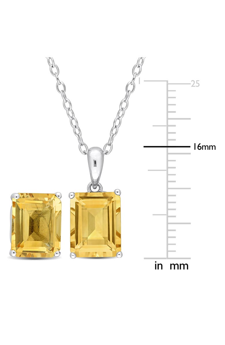 DELMAR Sterling Silver Emerald-Cut Citrine Stud Earrings & Necklace Set, Alternate, color, 