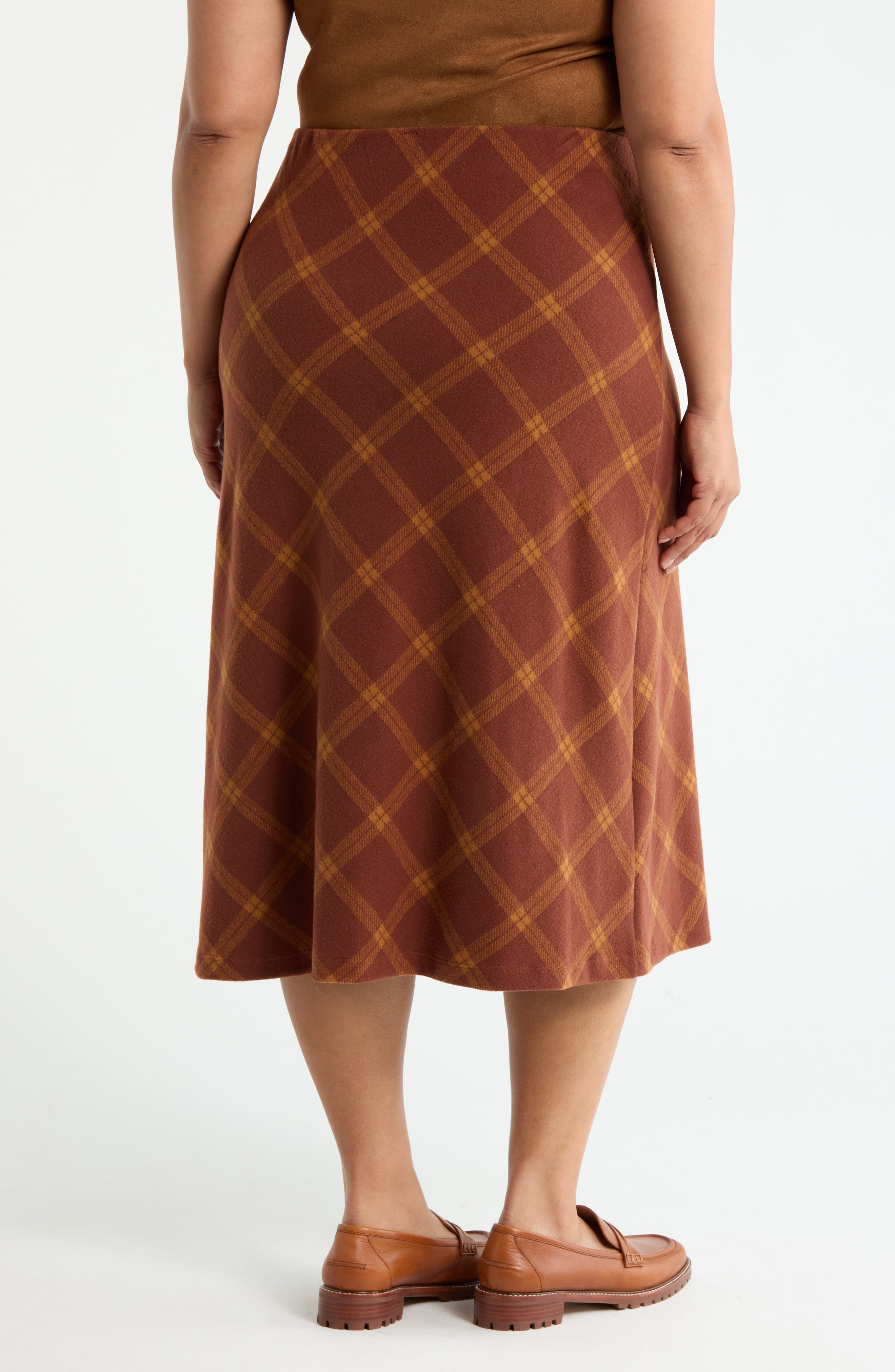 Plaid Knit A-Line Skirt - image 4