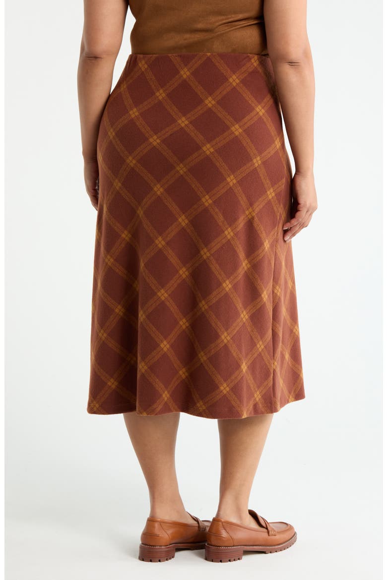 Plaid Knit A-Line Skirt, Alternate, color, RUST