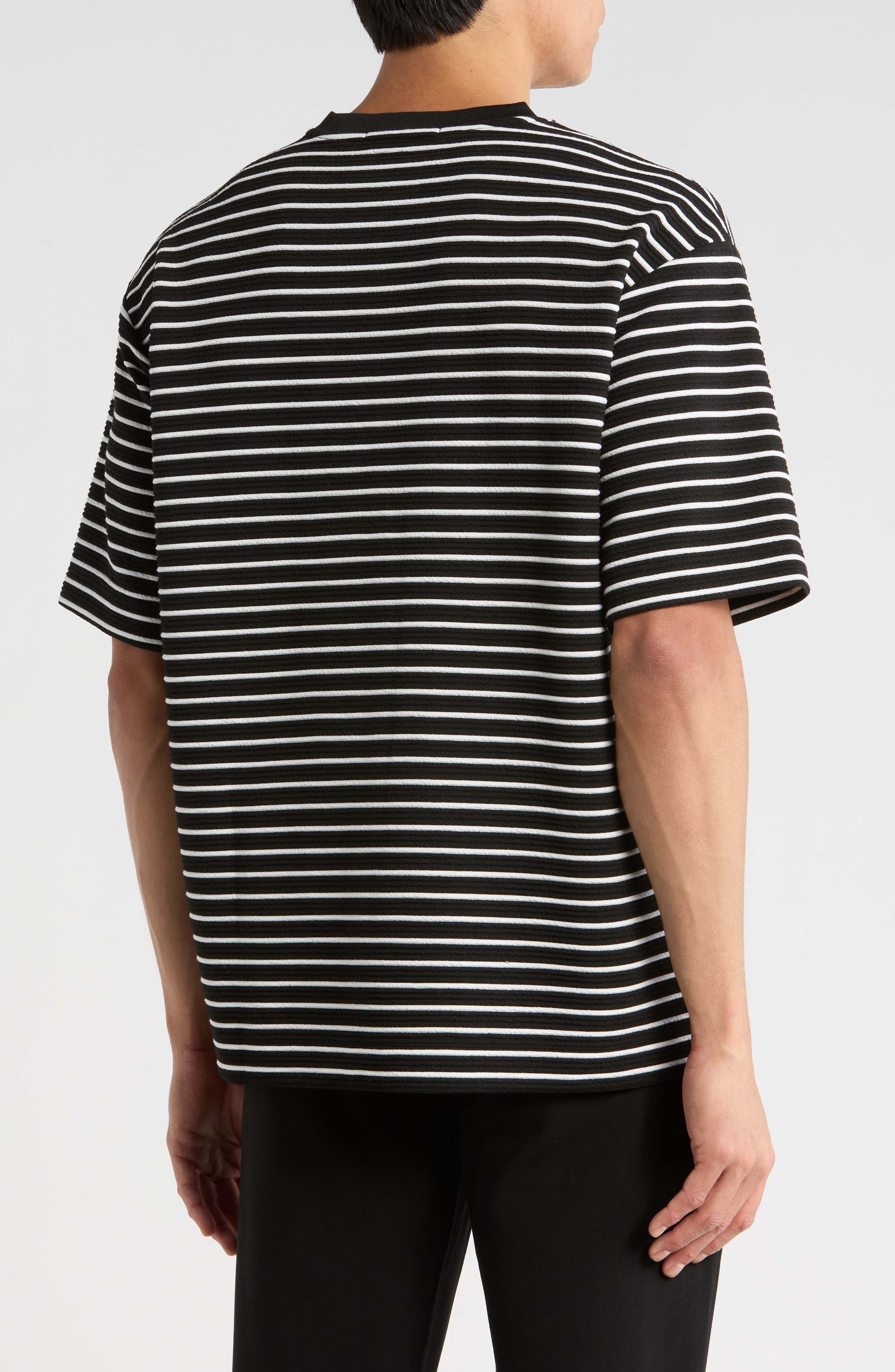 Stripe Textured Cotton T-Shirt - image 2