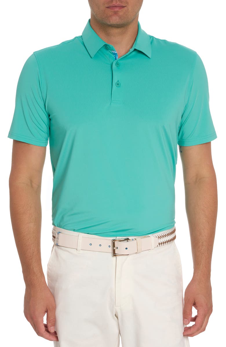 Robert Graham Axelsen Solid Short Sleeve Performance Golf Polo, Main, color, Jade