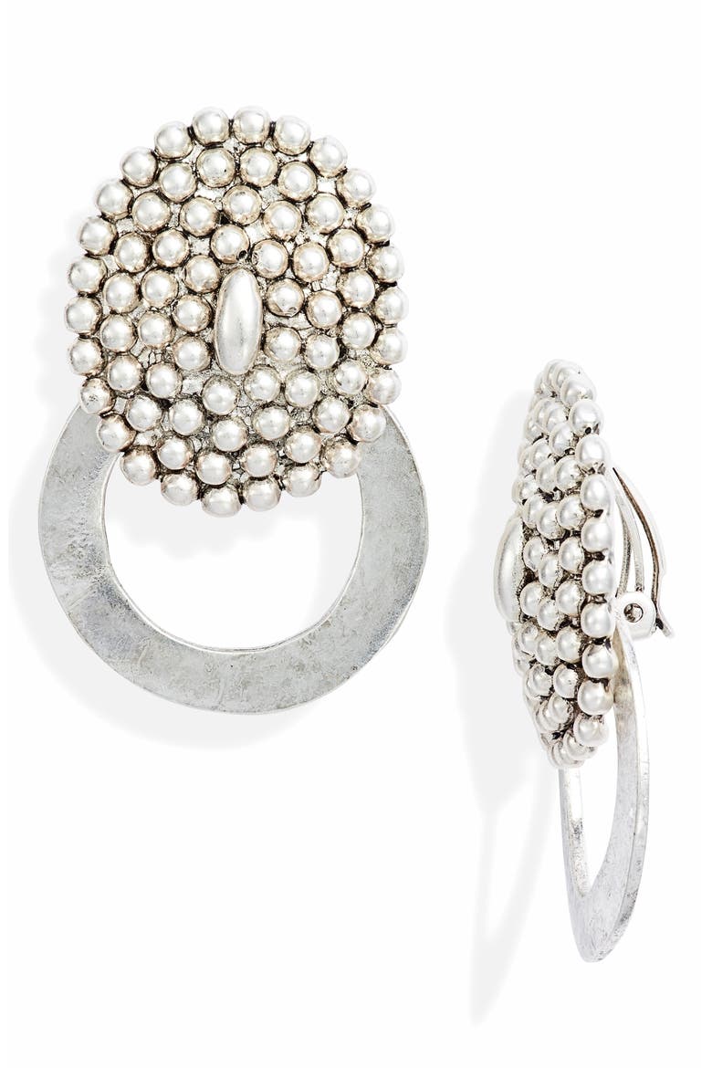 Statement Clip Drop Earrings, Main, color, SILVER