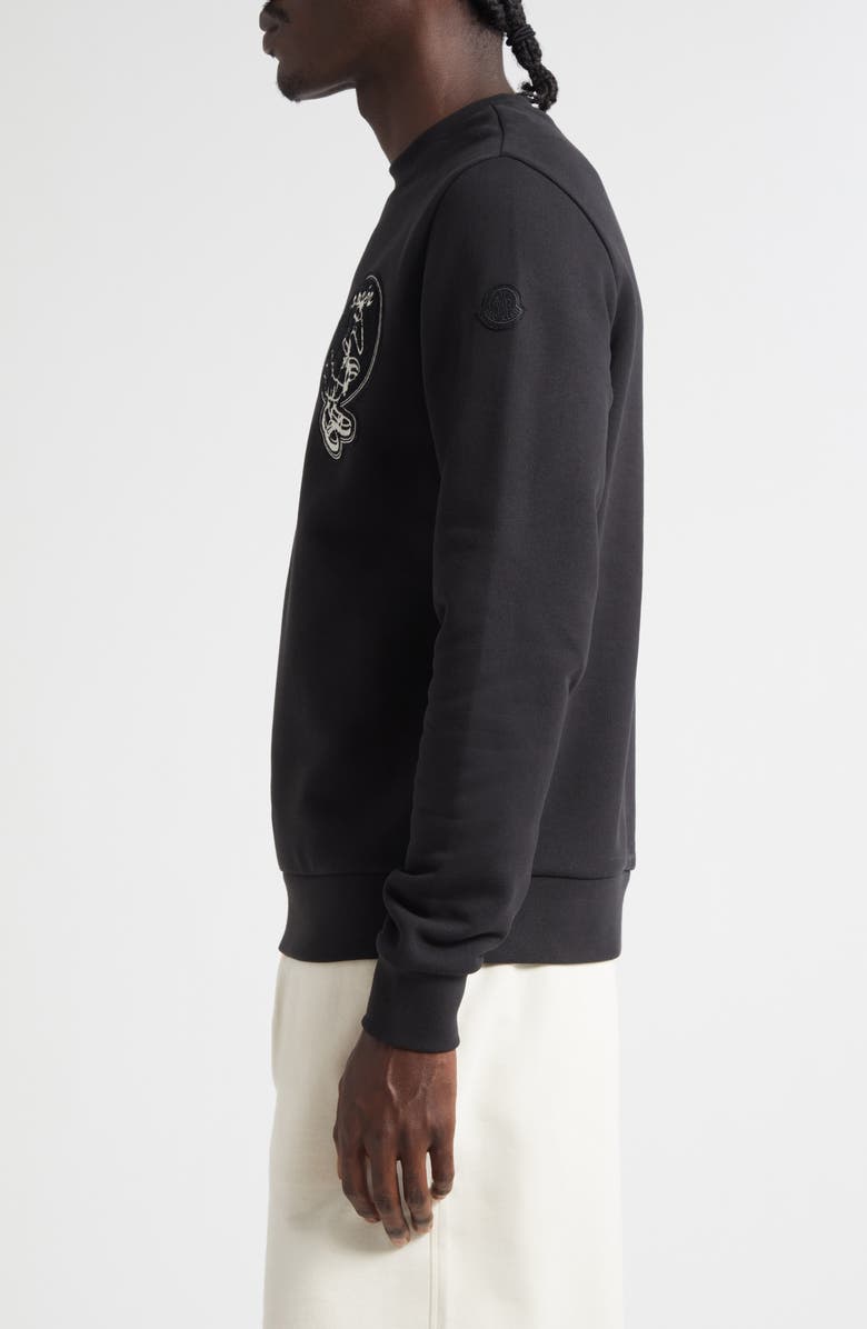 Moncler Monduck Mascot Patch Sweatshirt, Alternate, color, Black