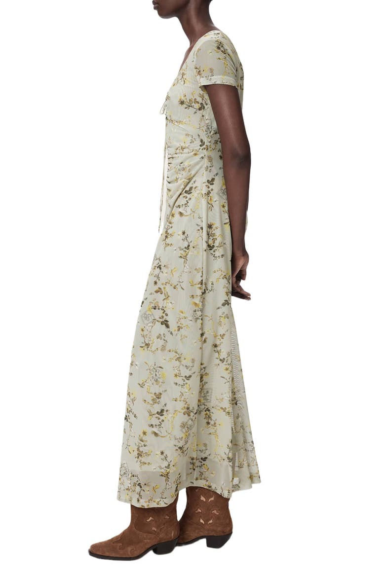 Gabby Floral Print Mesh Maxi Dress, Alternate, color, CARMEL STEM GREEN