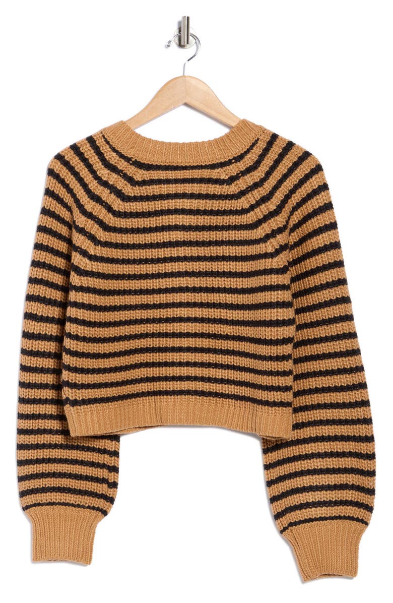 Cinq à Sept Millie Stripe Shaker Cardigan, Alternate, color, Camel/ Black