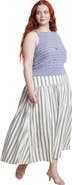 ELOQUII Drop Waist Striped Linen Skirt
