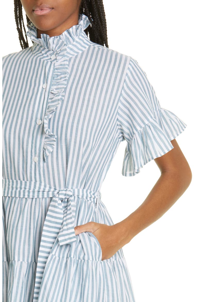Violetta Ruffle Tie Waist Dress, Alternate, color, CALAIS STRIPE