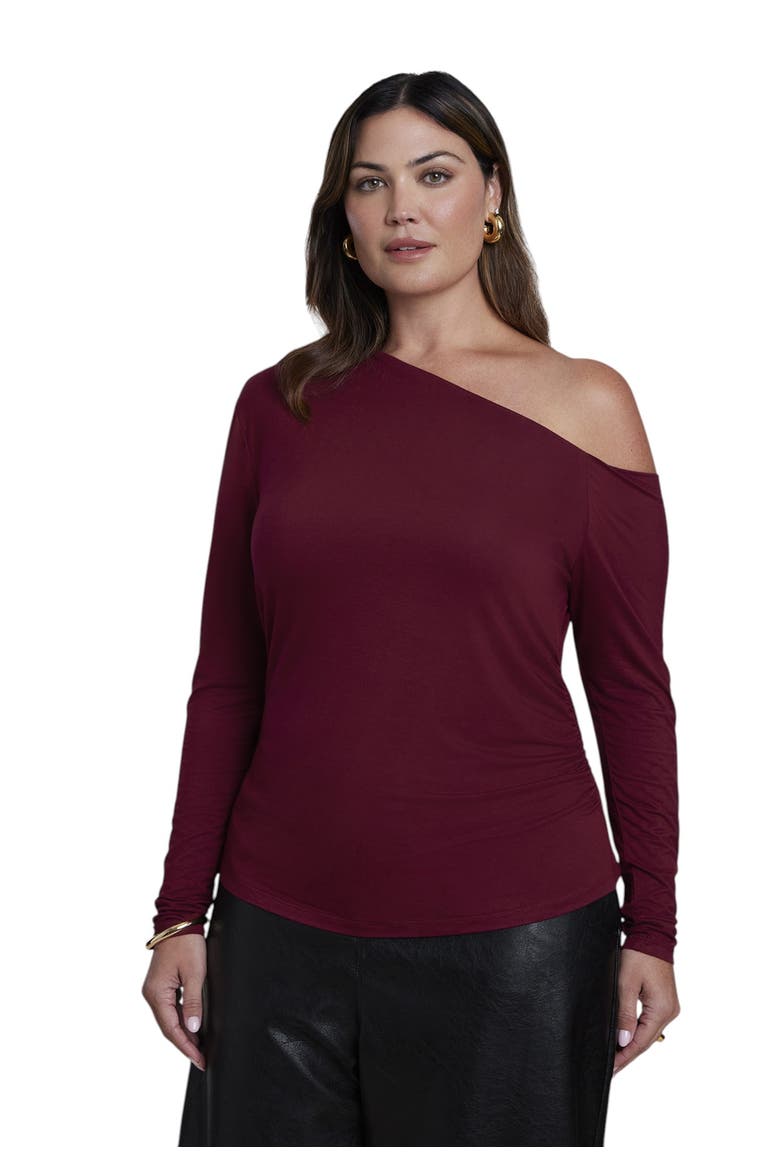 Off The Shoulder Shirred Top (plus), Alternate, color, TAWNY PORT