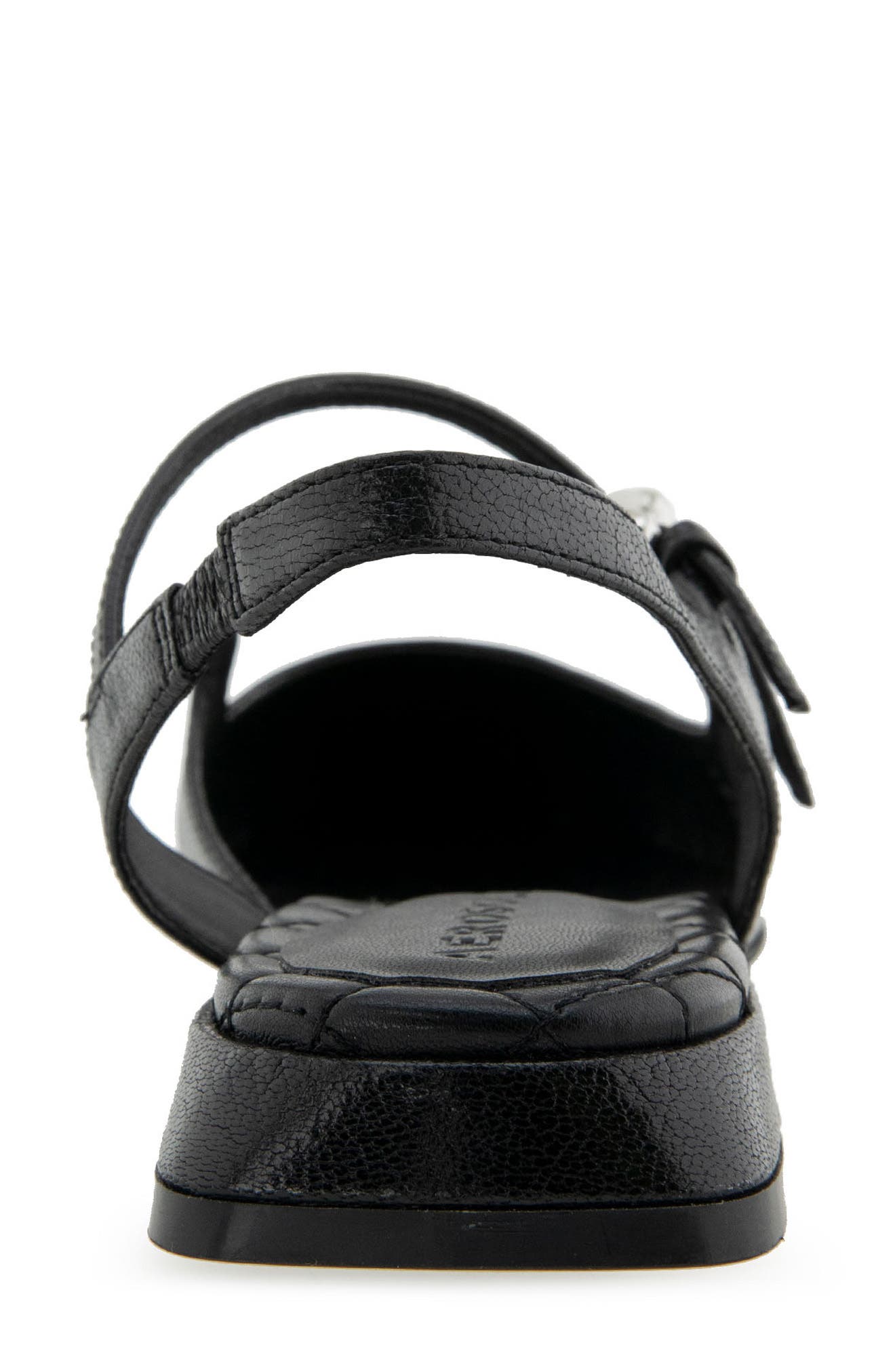 Napoli Pointed Toe Slingback Flat, Alternate, color, BLACK SHINY LEATHER