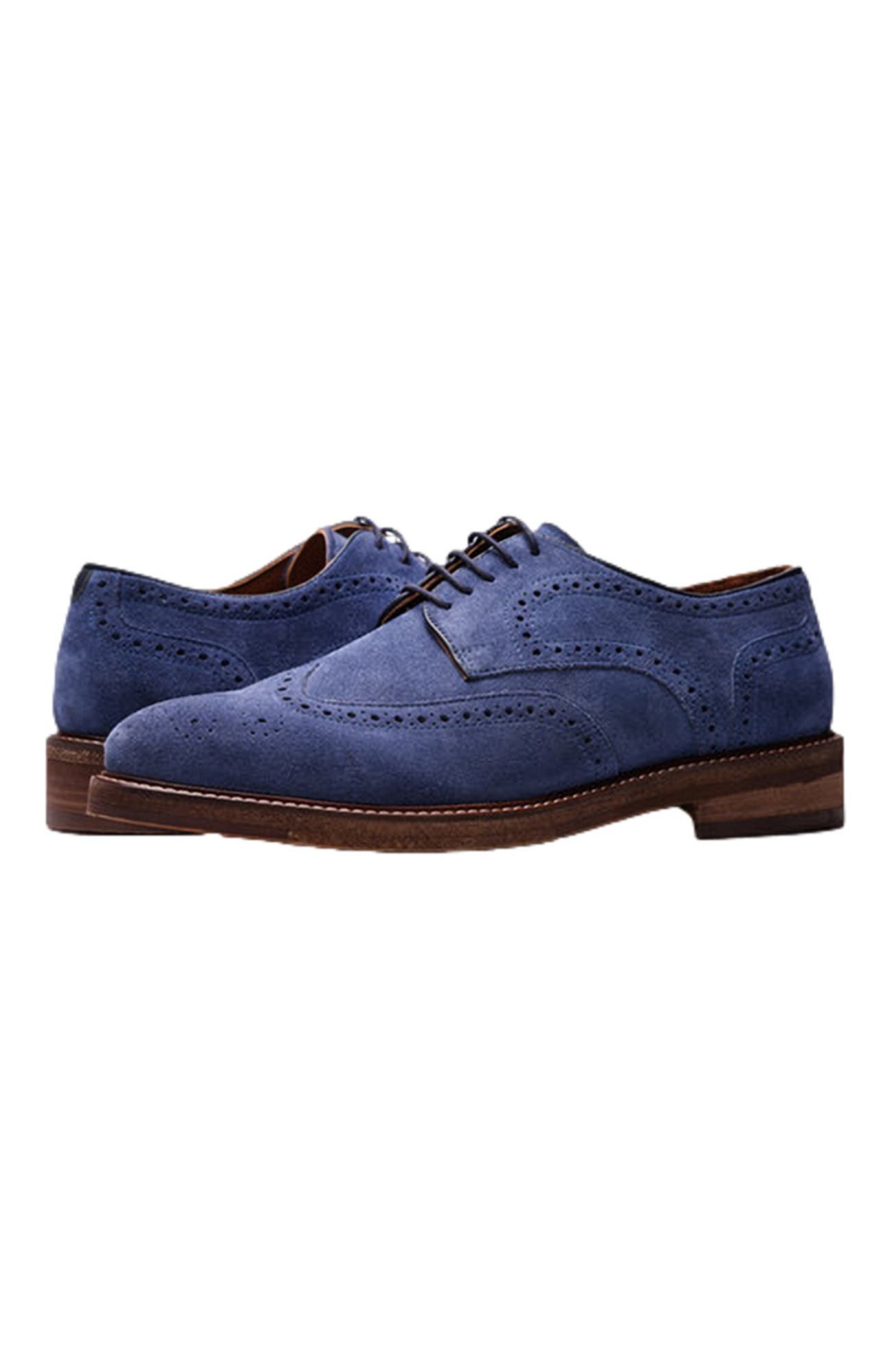 A. Veer Cambridge Wingtip Lace-up, Alternate, color, Jean Blue Suede