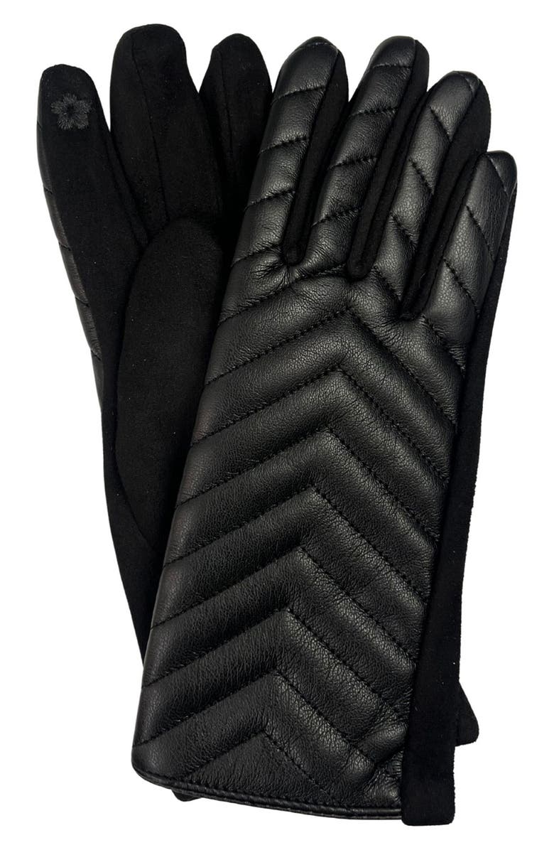 MARCUS ADLER Quilted Faux Leather Gloves, Main, color, Black