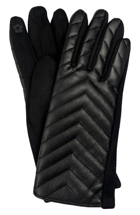 Quilted Faux Leather Gloves