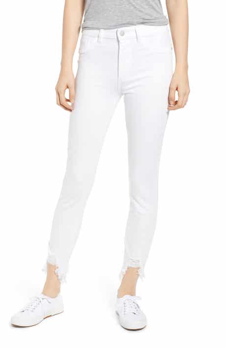 DL1961 Chrissy Ultra High Waist Raw Hem Skinny Jeans