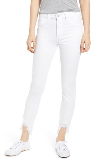 Dl1961 Chrissy Ultra High Waist Raw Hem Skinny Jeans