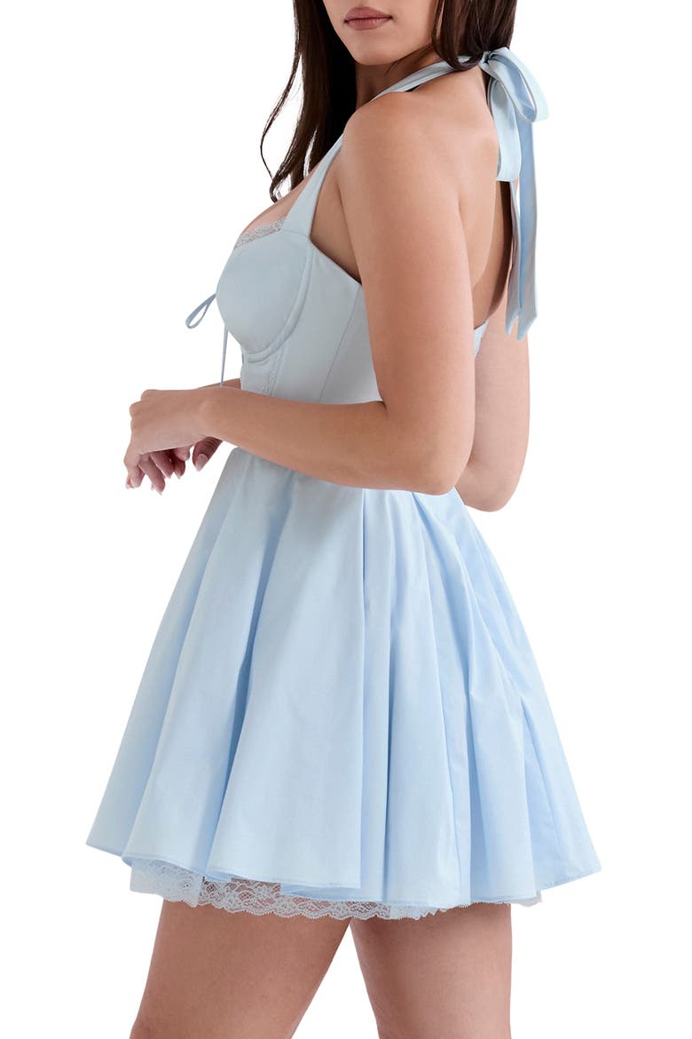Harriet Halter Stretch Cotton Blend Fit & Flare Minidress, Alternate, color, ICE WATER