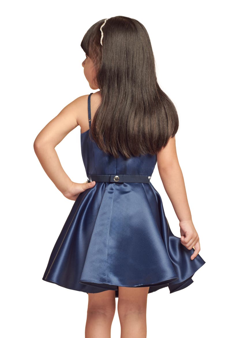 Fit and Flare Party Dress in Longer Length, Alternate, color, Navy