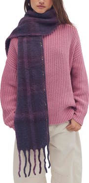 Free People Highland Plaid Skinny Scarf