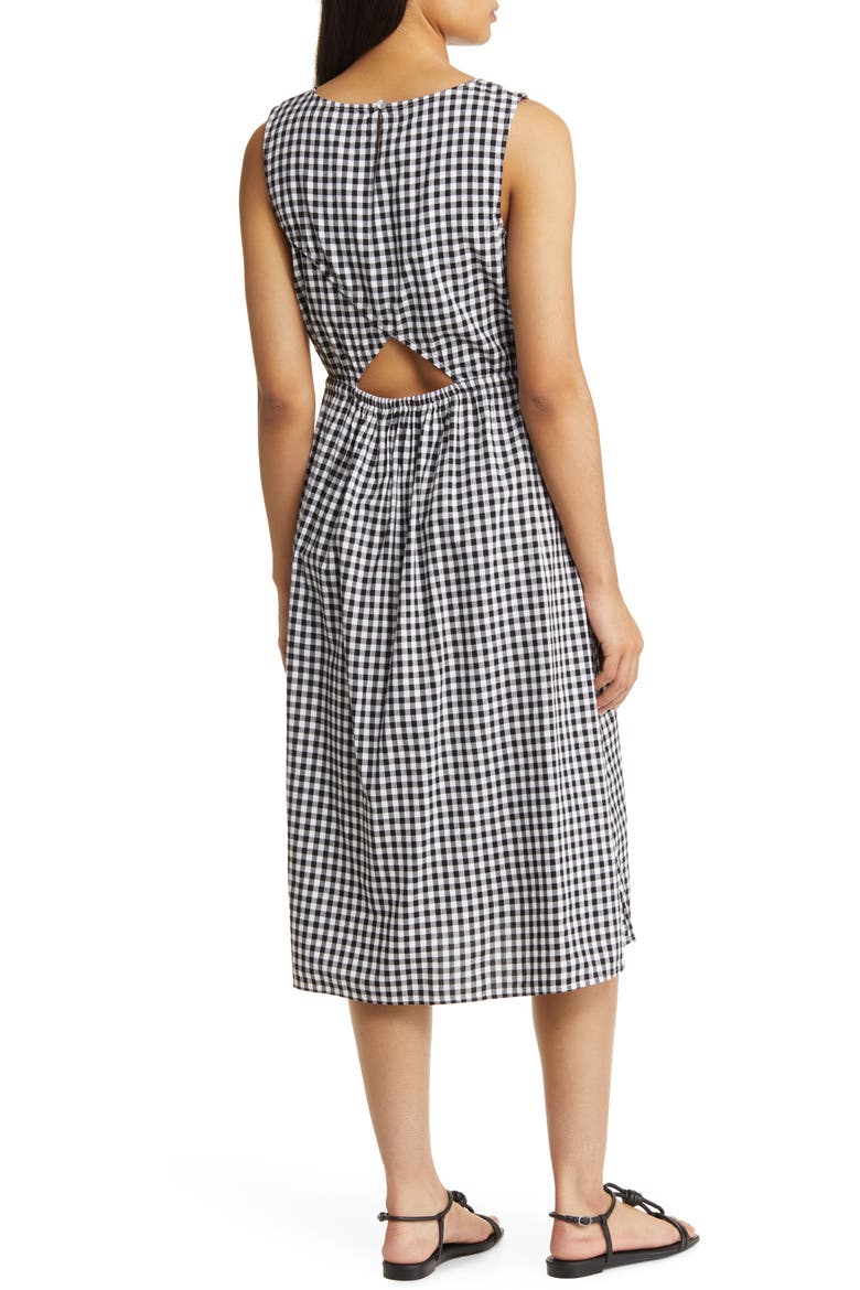Gingham Cutout Back Midi Dress, Alternate, color, CLASSIC FILM
