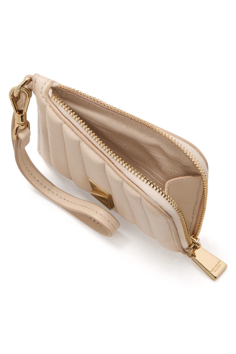 deco quilted leather card case, Alternate, color, MILK GLASS