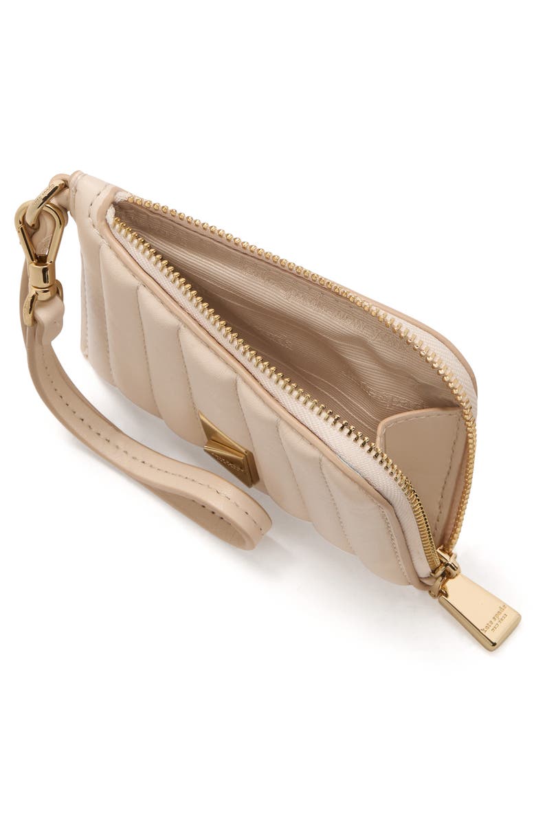 Kate Spade New York deco quilted leather card case, Alternate, color, Milk Glass