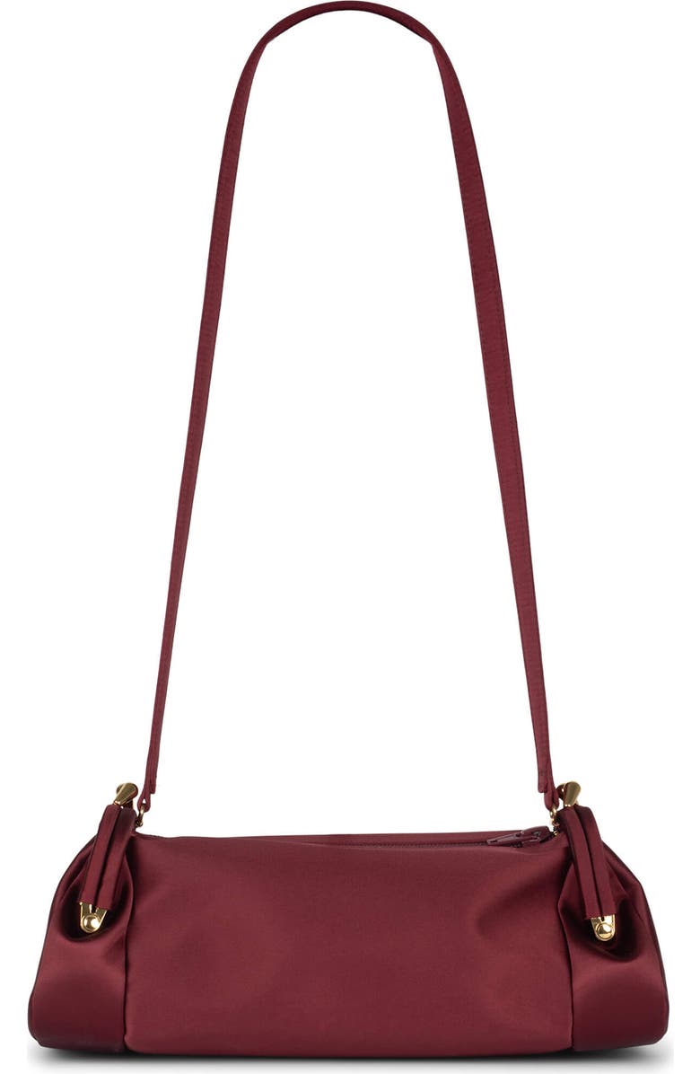 Jeffrey Campbell On-Sunset Satin Shoulder Bag, Main, color, Wine Satin Gold