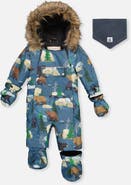 Deux par Deux Play Bear Faux Fur Hood Car Seat One Piece Snowsuit