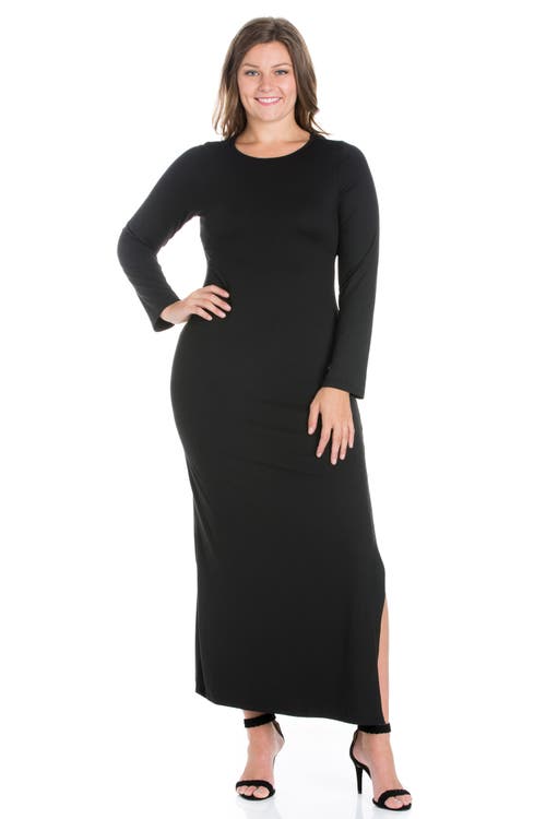 24seven Comfort Apparel Womens Solid Jersey Maxi Dress In Black