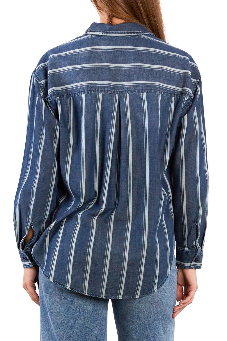 Worry-Free Stripe Button Front Shirt, Alternate, color, INDIGO CABANA STRIPE