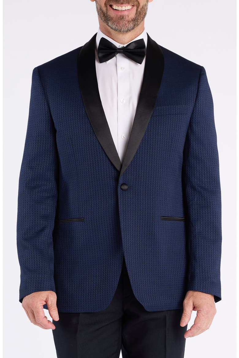 Box Check Jacquard Evening Jacket, Main, color, NAVY