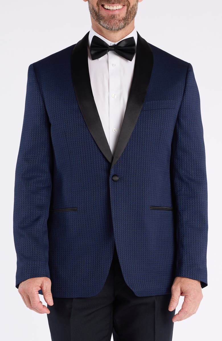 SAVILE ROW CO Box Check Jacquard Evening Jacket, Main, color, Navy