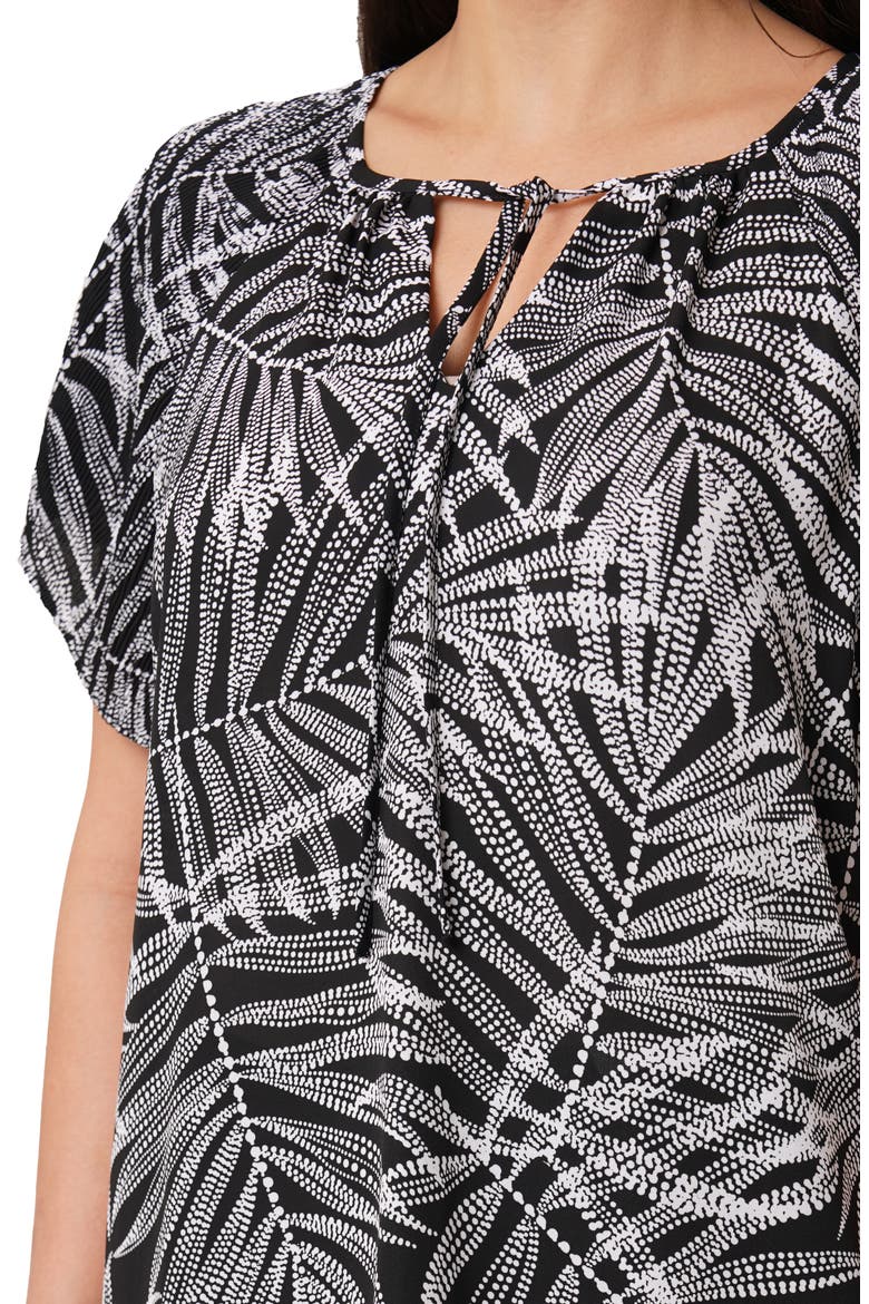 Tie Front Short Sleeve Top, Alternate, color, SARAH DOT