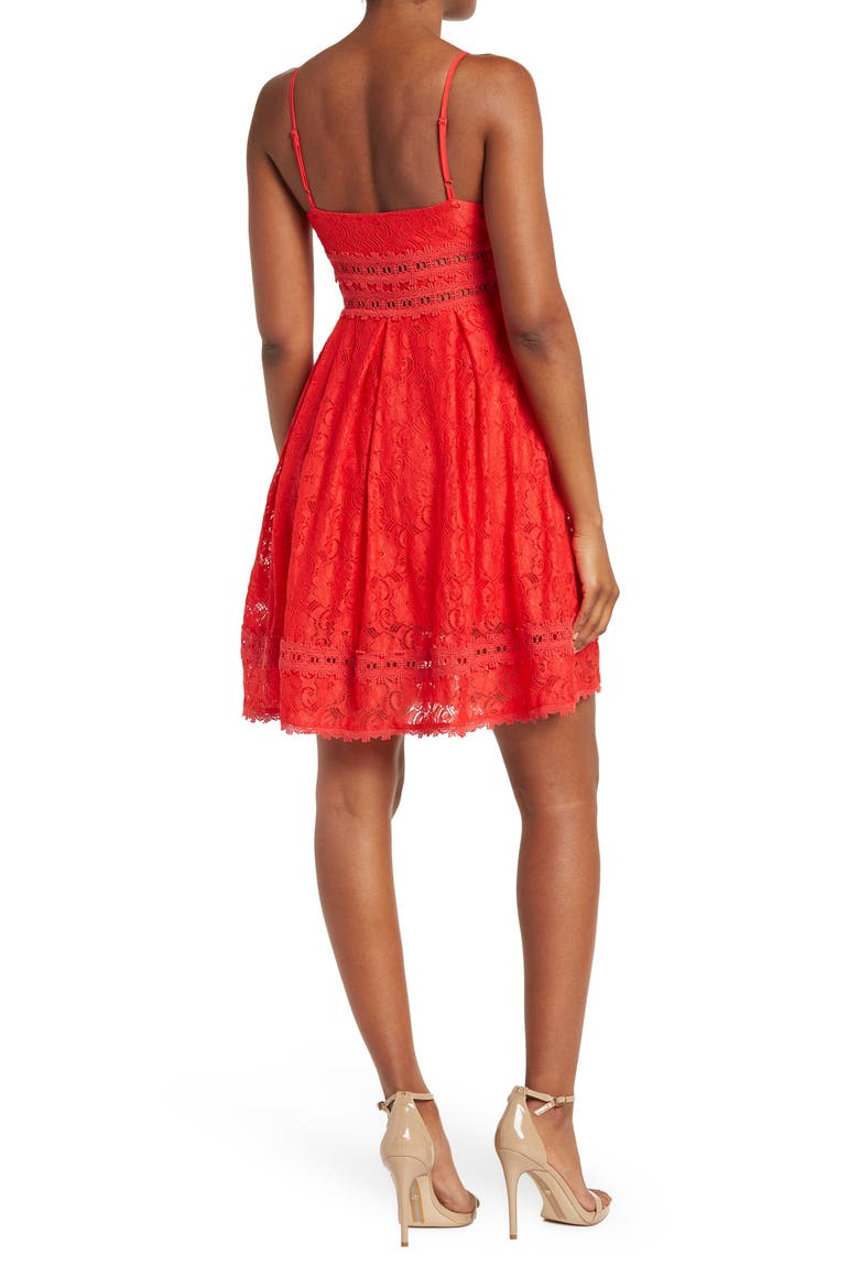 Provance Stretch Lace Mini Dress, Alternate, color, RED