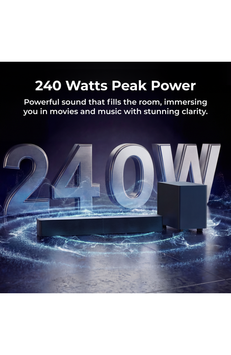 Ultimea Poseidon R3T 2.1ch Soundbar with Wireless Subwoofer, Alternate, color, Black