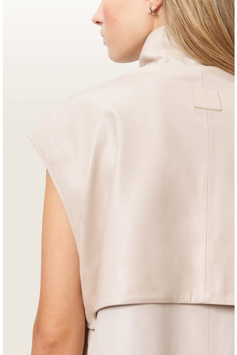Flor Zip-Up Leather Gilet, Alternate, color, ANTIQUE WHITE