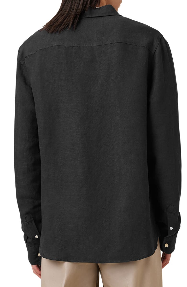 AllSaints Bandol Linen Blend Button-Up Shirt, Alternate, color, 