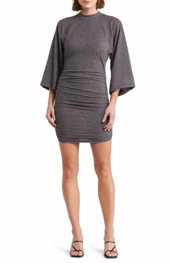 Mock Neck Ruched Body-Con Minidress