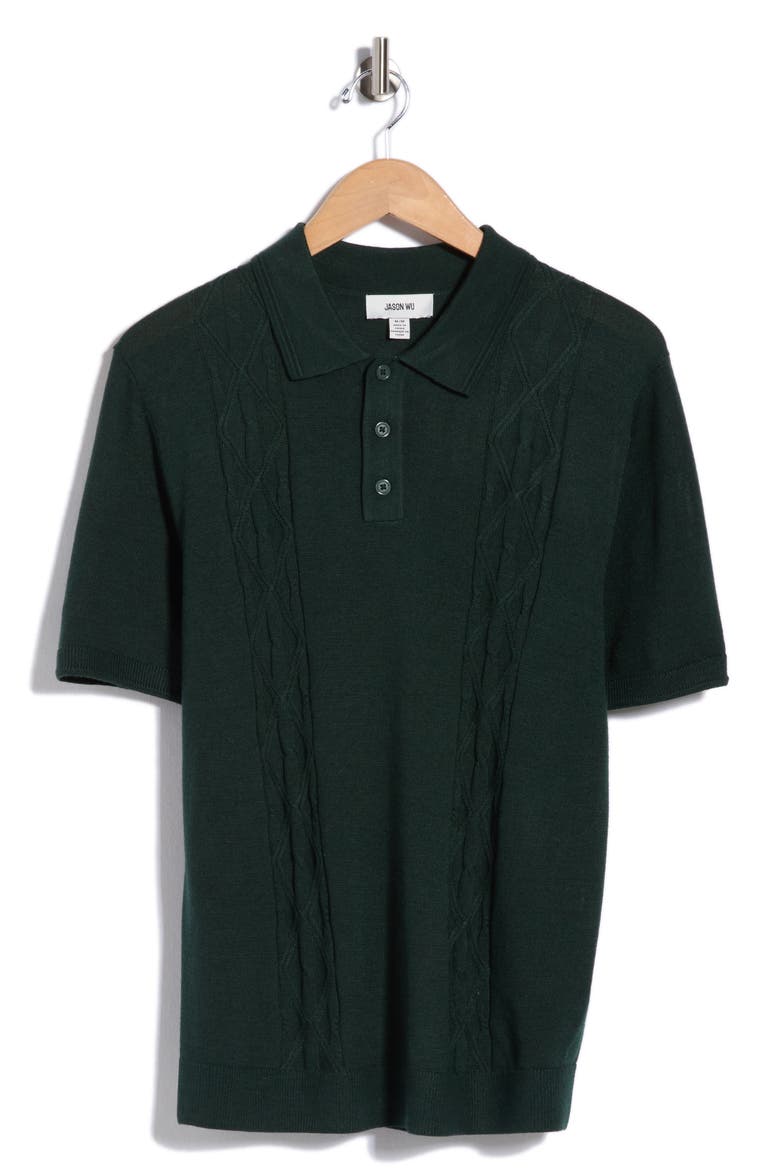 Wool Blend Polo, Main, color, PINE GREEN