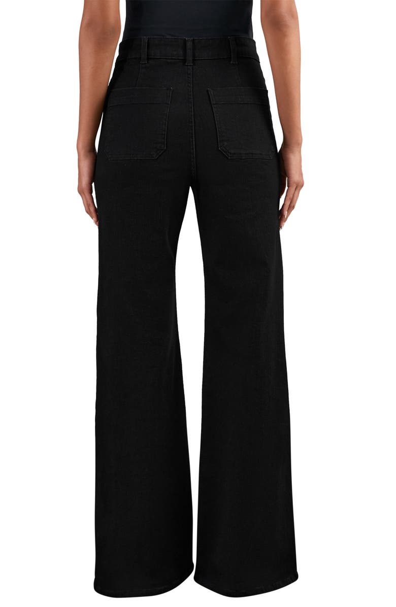 Reiss Sakura Pintuck Patch Pocket Wide Leg Jeans, Alternate, color, Black
